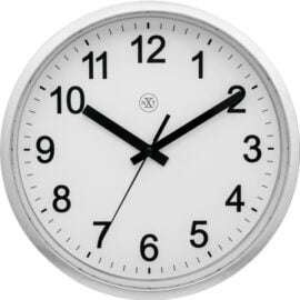 Wandklok 25cm Kunststof Zilver Witte Wijzerplaat 'Robust' - NeXtime