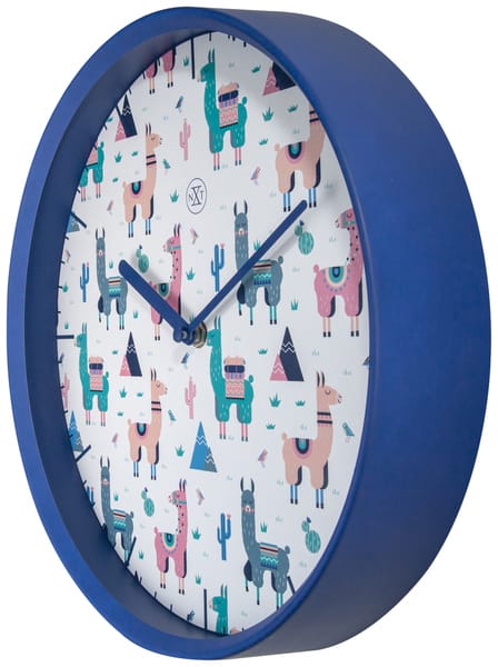 Wandklok 30cm Kunststof Blauw 'Alpaca Invasion ' - NeXtime - Afbeelding 3