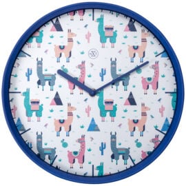 Wandklok 30cm Kunststof Blauw 'Alpaca Invasion ' - NeXtime