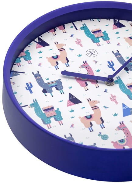 Wandklok 30cm Kunststof Blauw 'Alpaca Invasion ' - NeXtime - Afbeelding 4