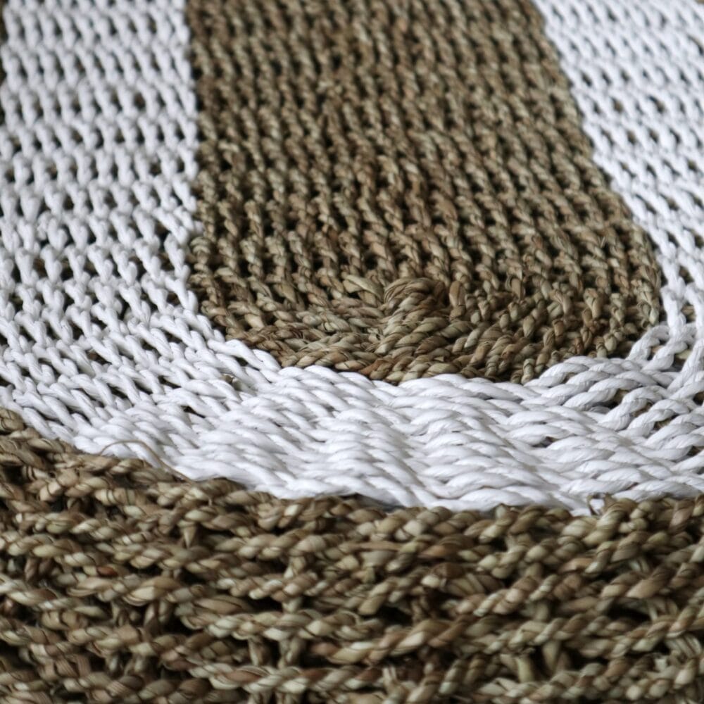 Handgemaakt Vloerkleed Ovaal 60x120cm Zeegras Wit Naturel 'Classic Ovoid' - Afbeelding 4