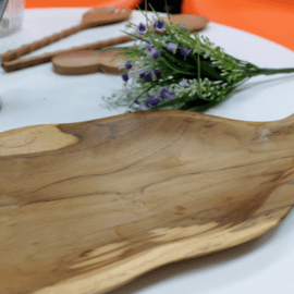 Teak Leaf Shaped Bowl - aprox 32cm