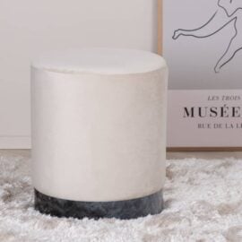Poef fluweel beige en zwart 35x35x42,5 cm 'Benji'- Venture Home