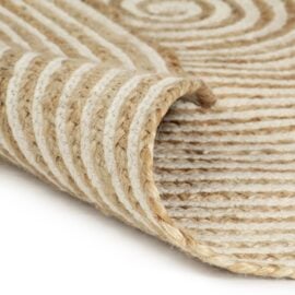 Vloerkleed 'Inspiral' handgemaakt met spiraal ontwerp jute wit