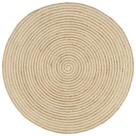 Vloerkleed 'Inspiral' handgemaakt met spiraal ontwerp jute wit