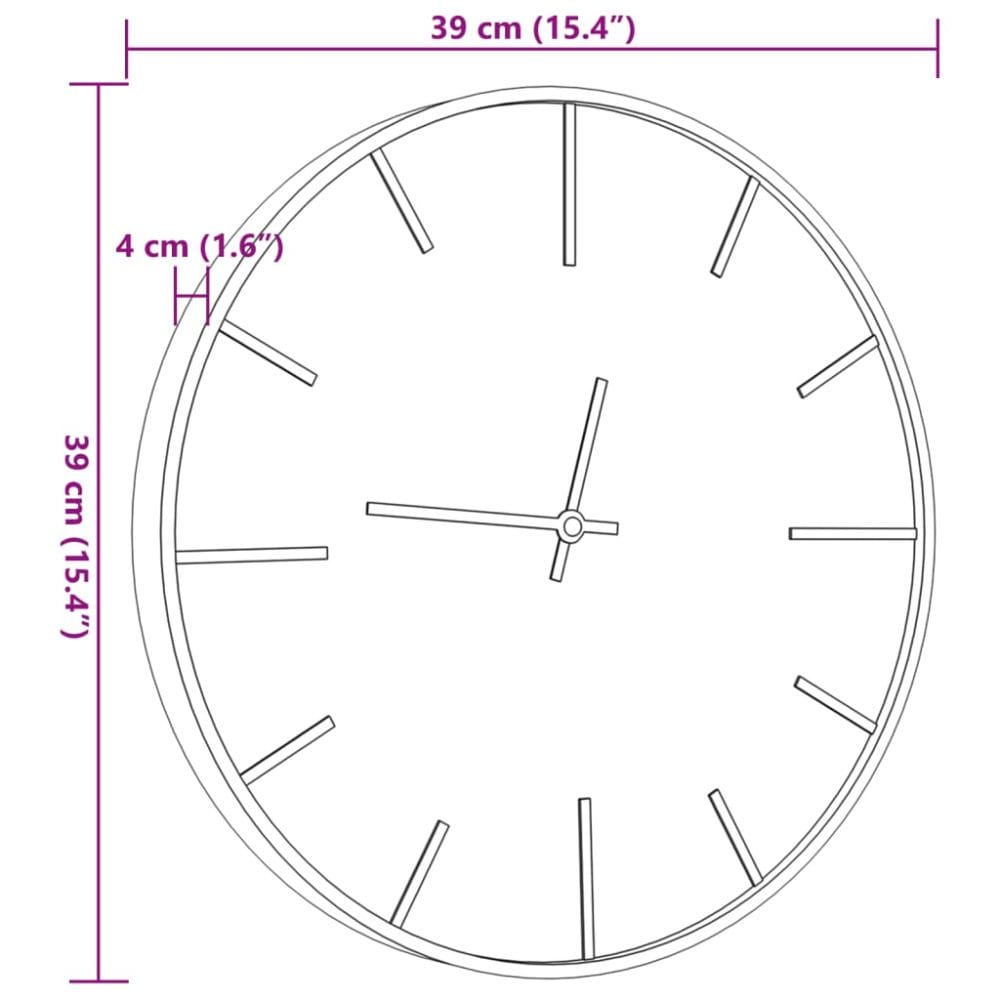 Wandklok Ø39 cm ijzer en bewerkt hout bruin-7