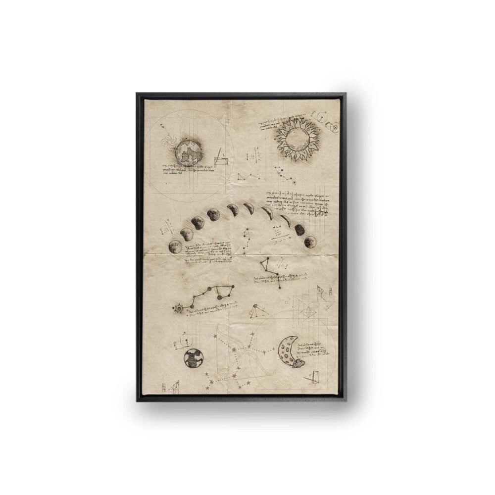 ‘Da Vinci's phase of the moon' canvas met luxe baklijst 75 x 100 cm