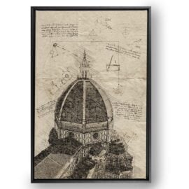 ‘Da Vinci - Il Duomo Florence' canvas met luxe baklijst 100 x 150 cm