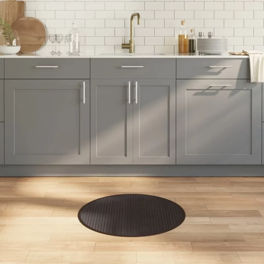 Vloerkleed bamboe rond donkerbruin
