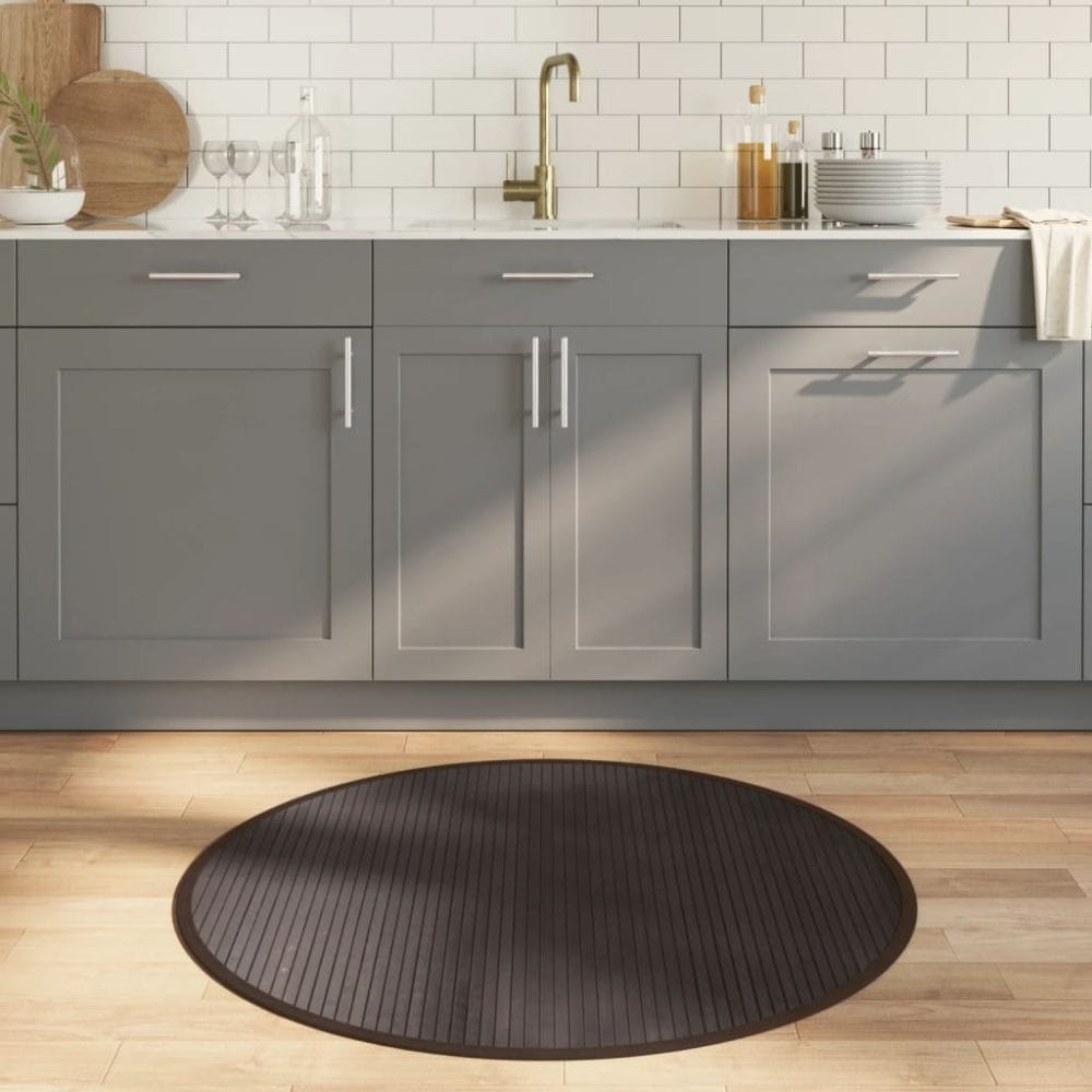 Vloerkleed bamboe rond donkerbruin