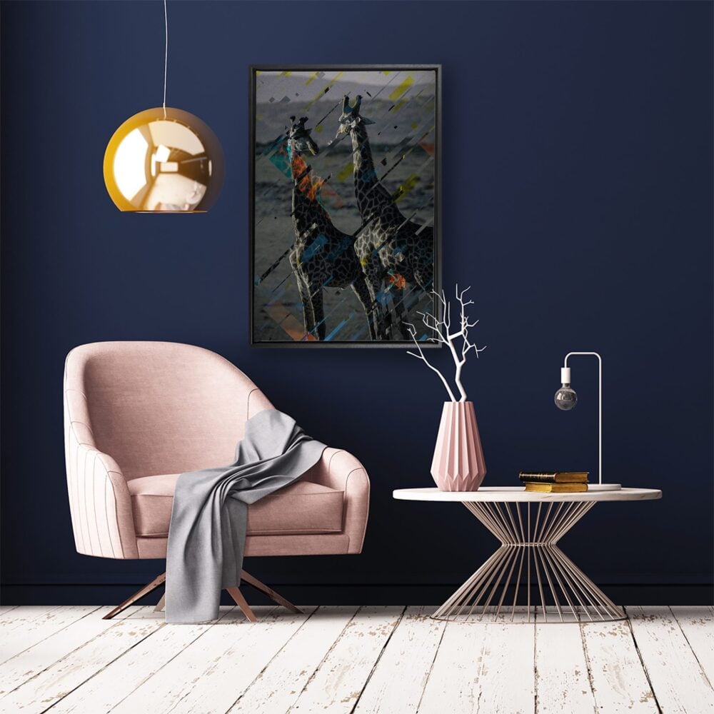 Giraffe Groove canvas met luxe baklijst - 75 x 100 cm - interieurdesign