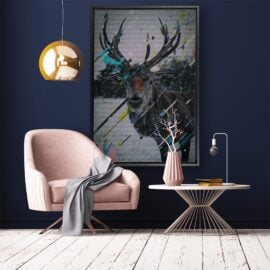 Deer in the headlights canvas met baklijst - 100 x 150 cm - sfeerfoto
