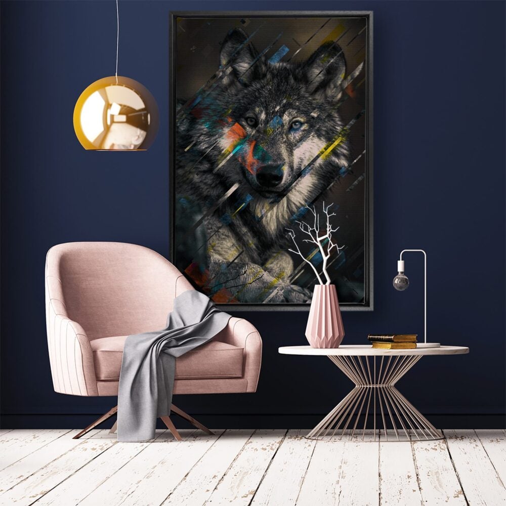 Wolf like me canvas met baklijst - 100 x 150 cm - wanddecoratie woonkamer