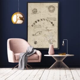 ‘Da Vinci's phase of the moon' canvas met luxe baklijst sfeerbeeld 100 x 150 cm