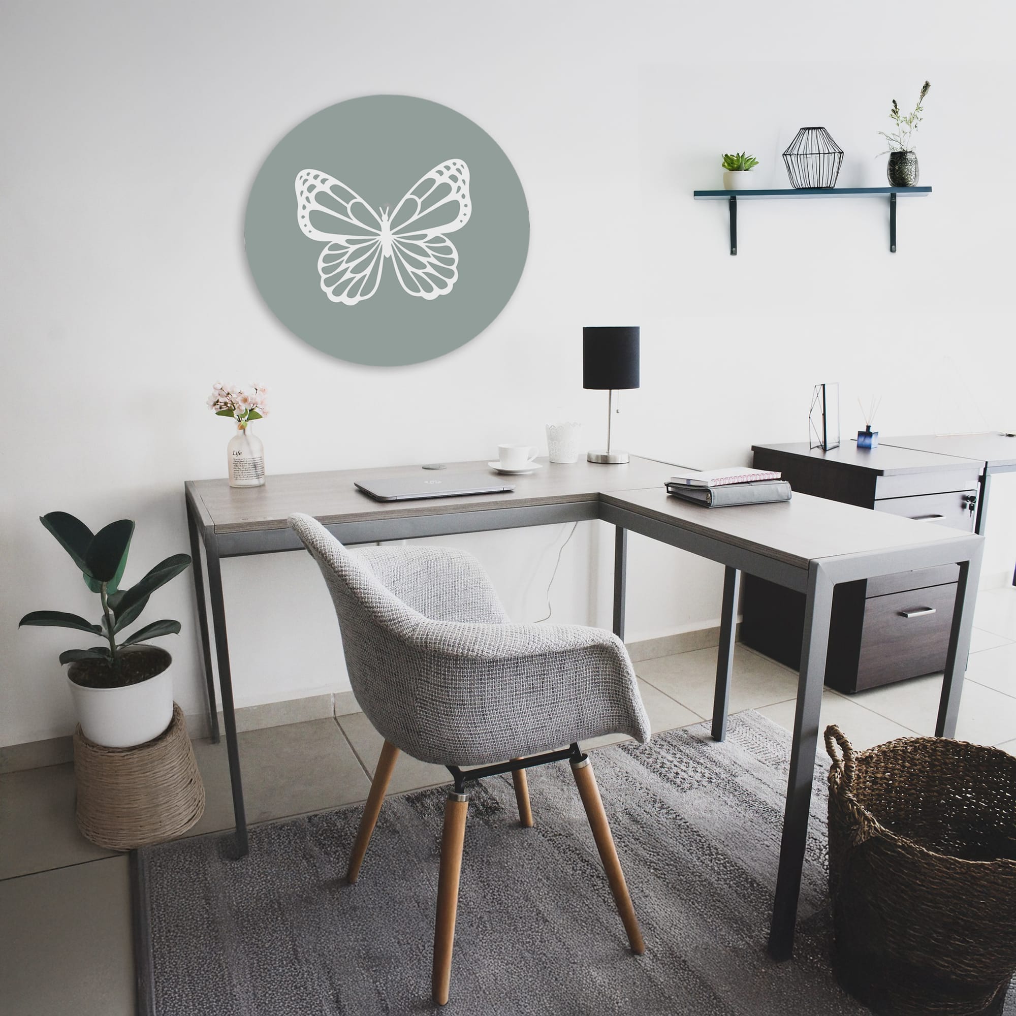 Muurcirkel art 'Evergreen Butterfly'