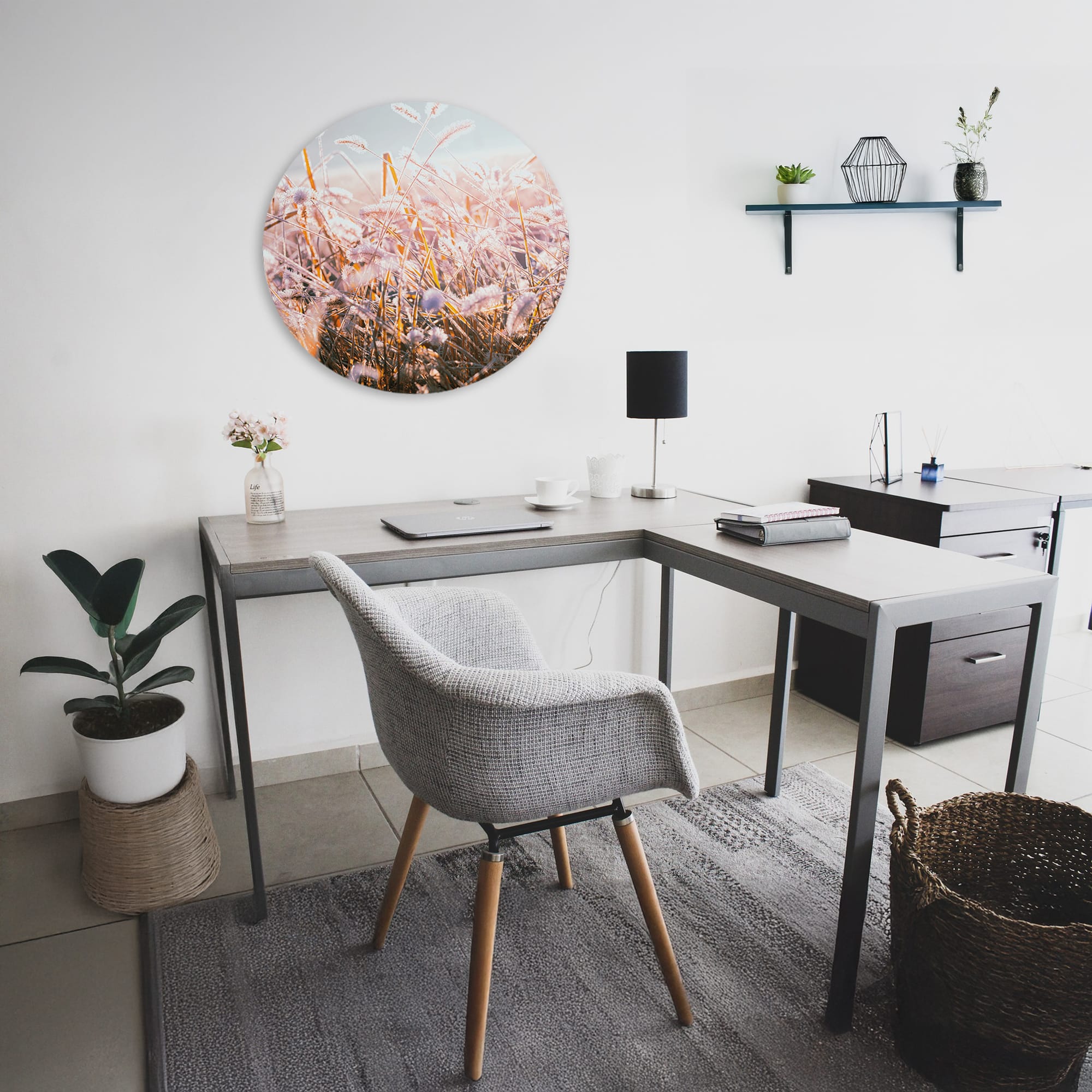 Muurcirkel foto ‘Winter Morning Flower’