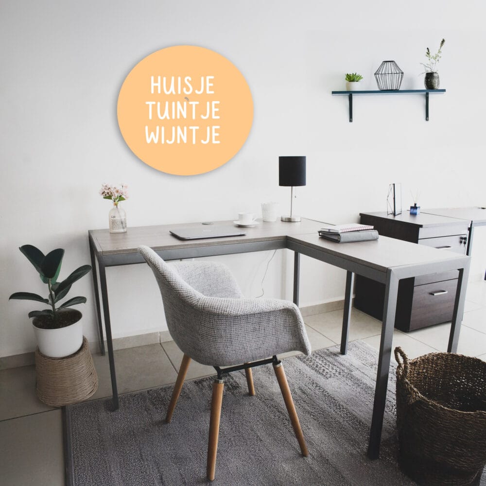 Muurcirkel geel Huisje Tuintje Wijntje
