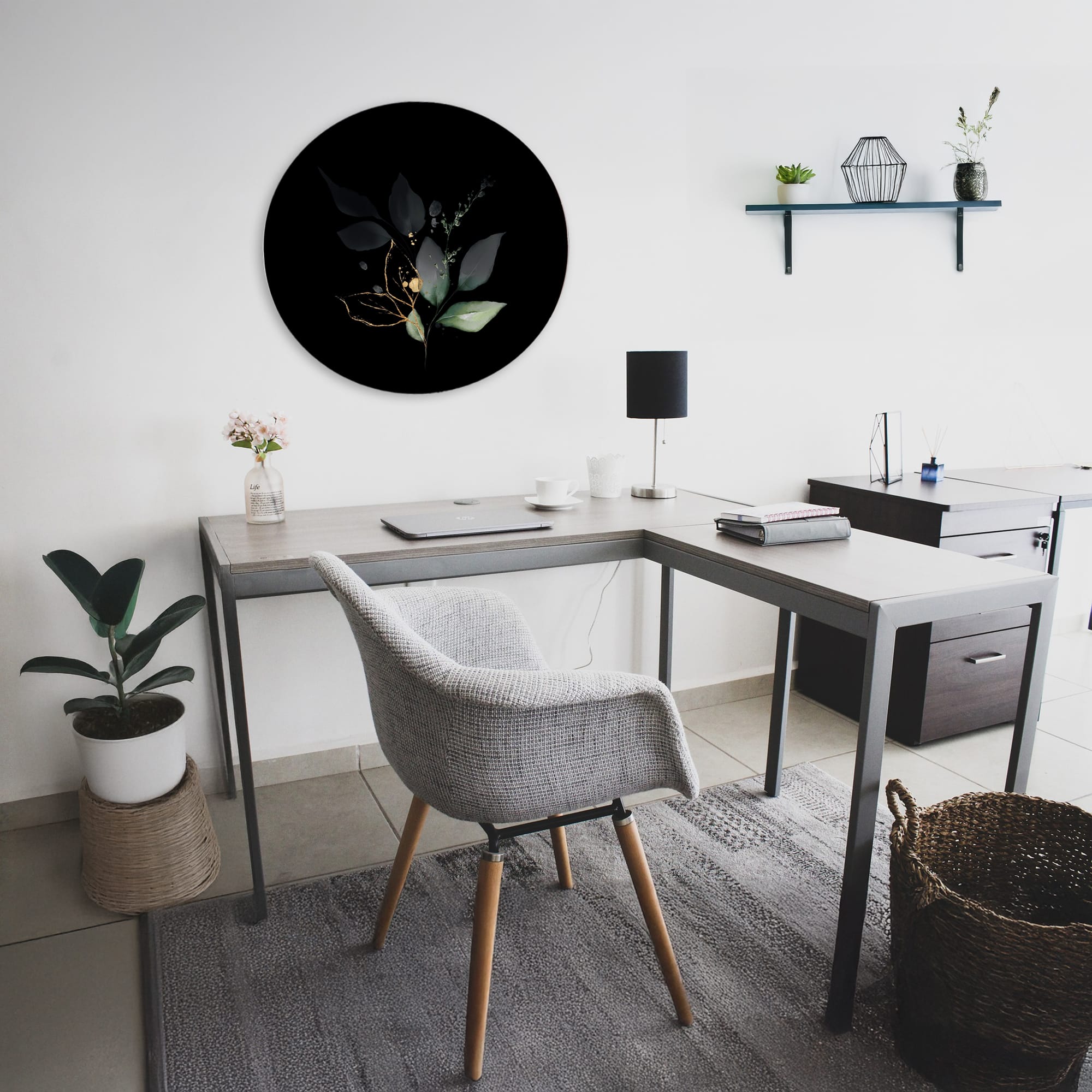 Muurcirkel art 'Flower Glow'