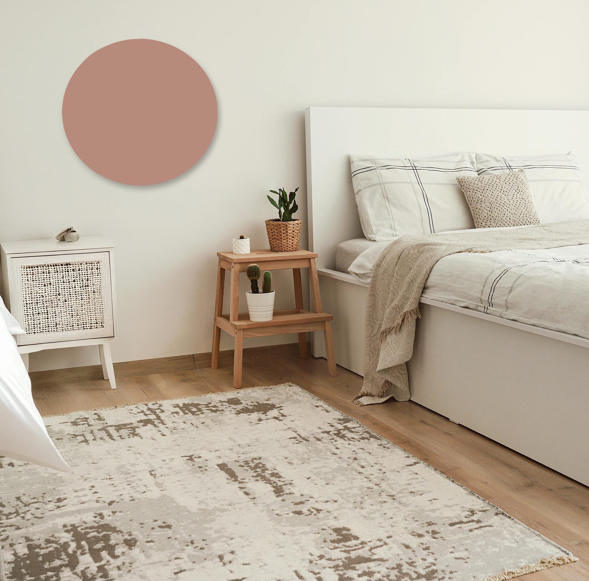 Muurcirkel effen oudroze 'Pale Pink'