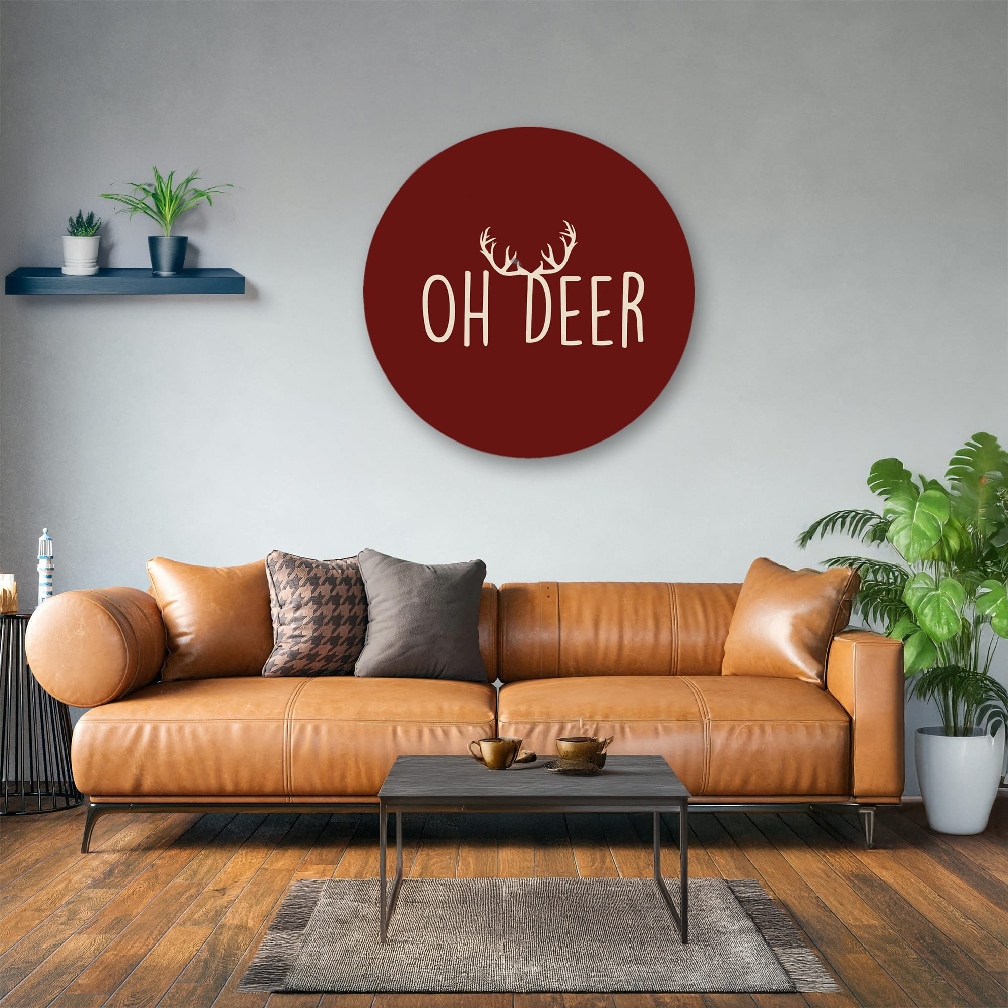 Muurcirkel Oh Deer Rood