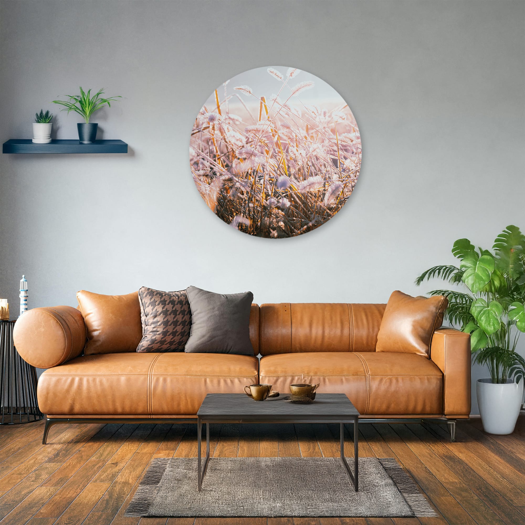 Muurcirkel foto ‘Winter Morning Flower’