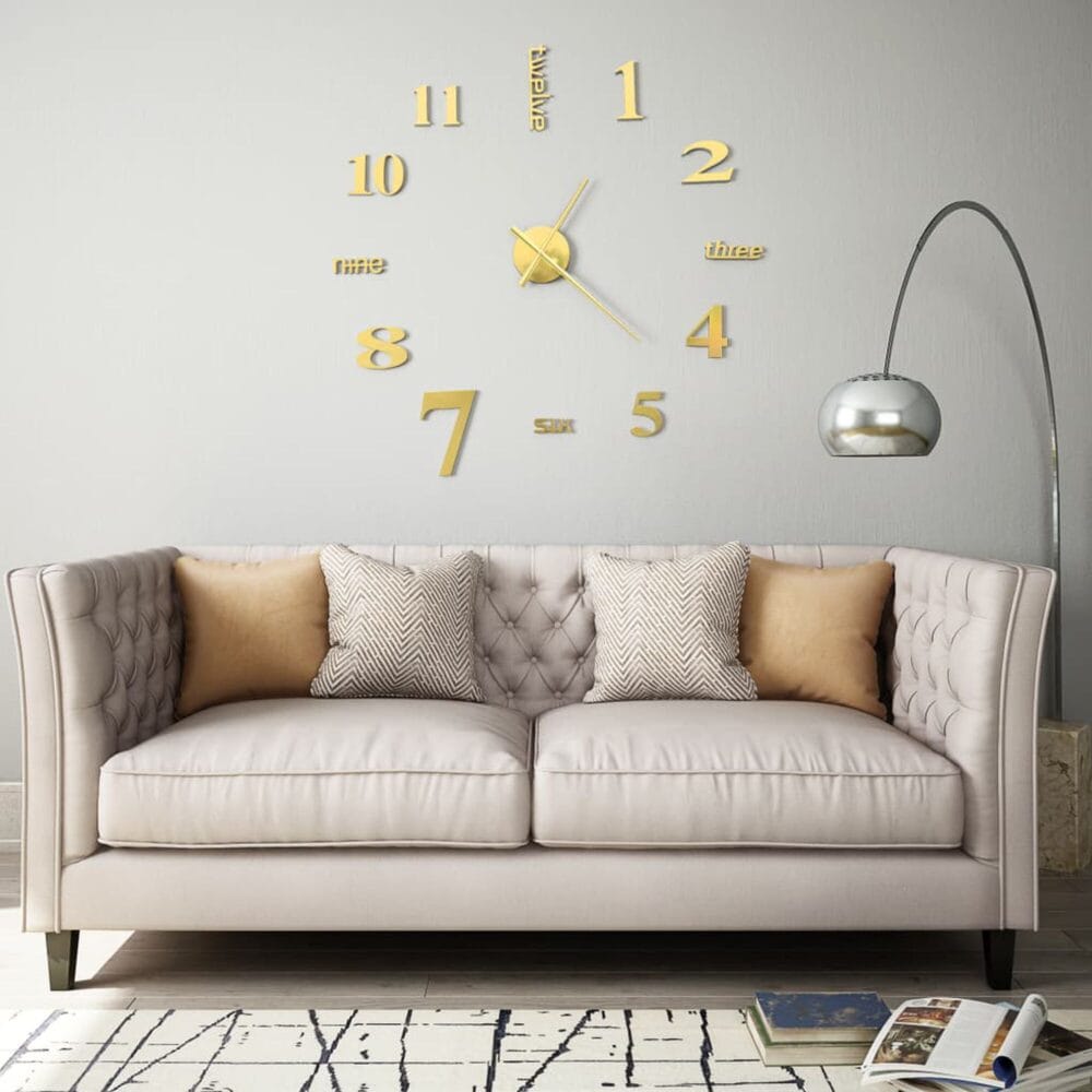 Goudkleurige 3D-wandklok XXL 100 cm 'Goldmix'