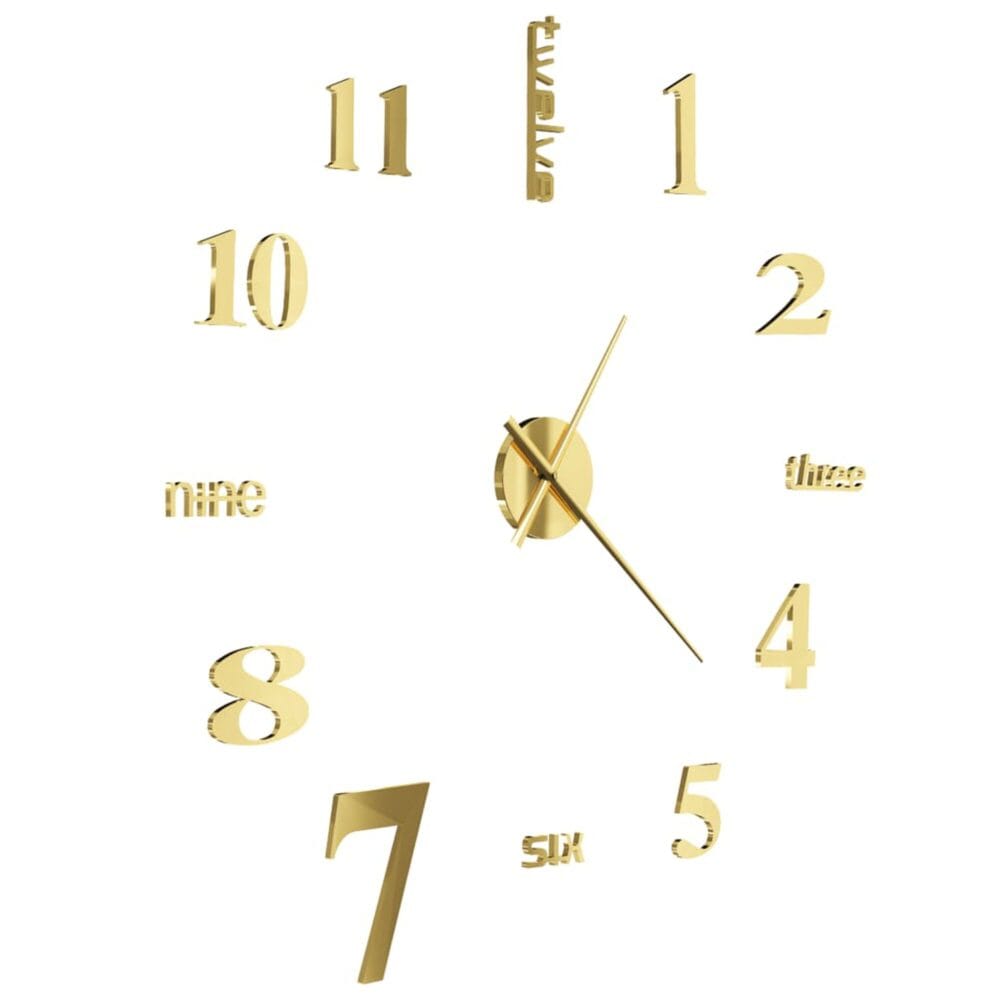 Goudkleurige 3D-wandklok XXL 100 cm 'Goldmix'