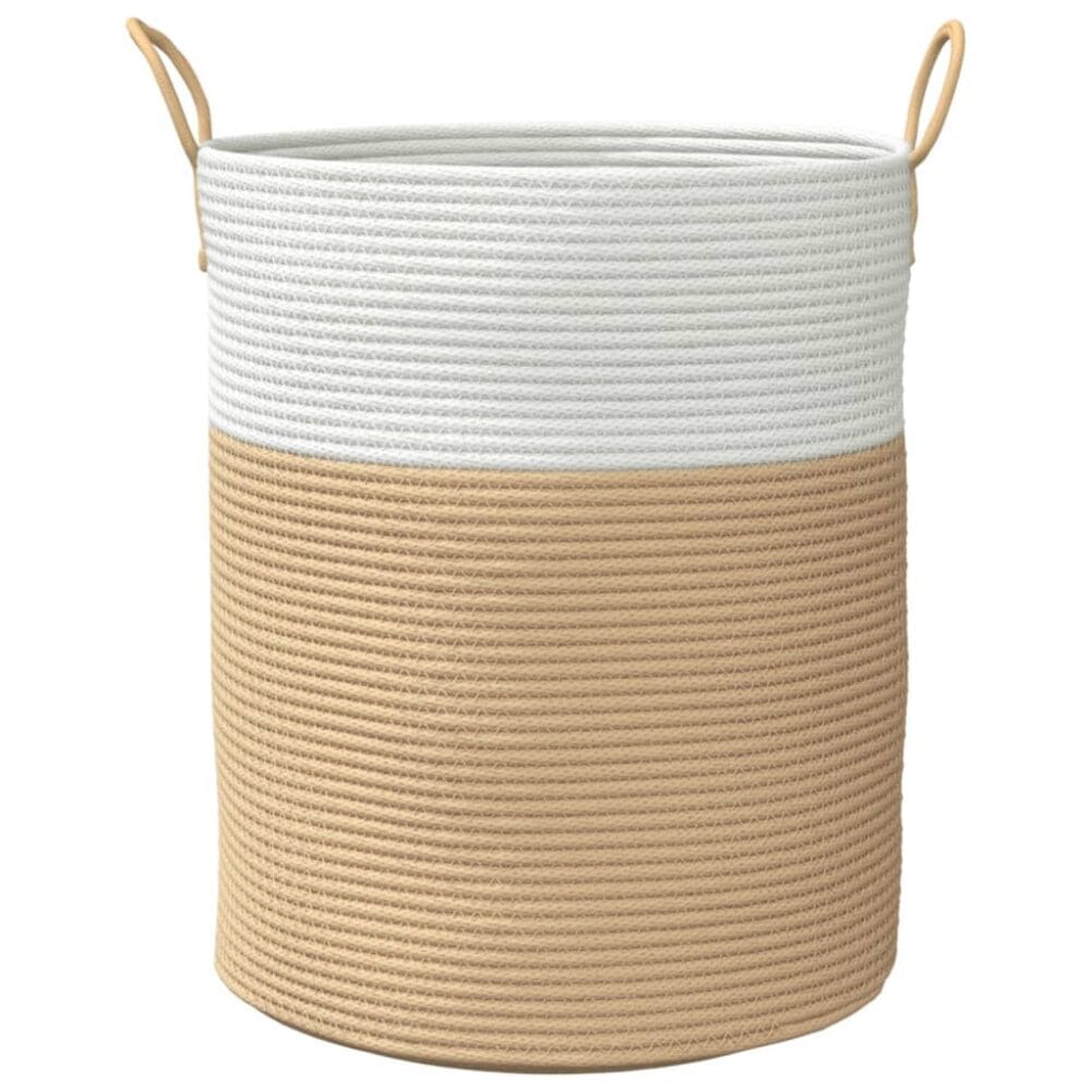 Opbergmand Ø 38x46 cm katoen bruin en wit