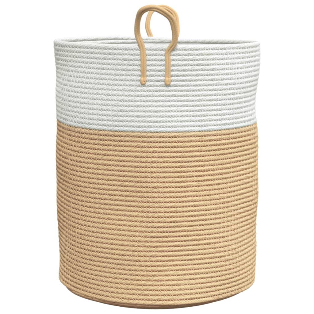 Opbergmand Ø 38x46 cm katoen bruin en wit