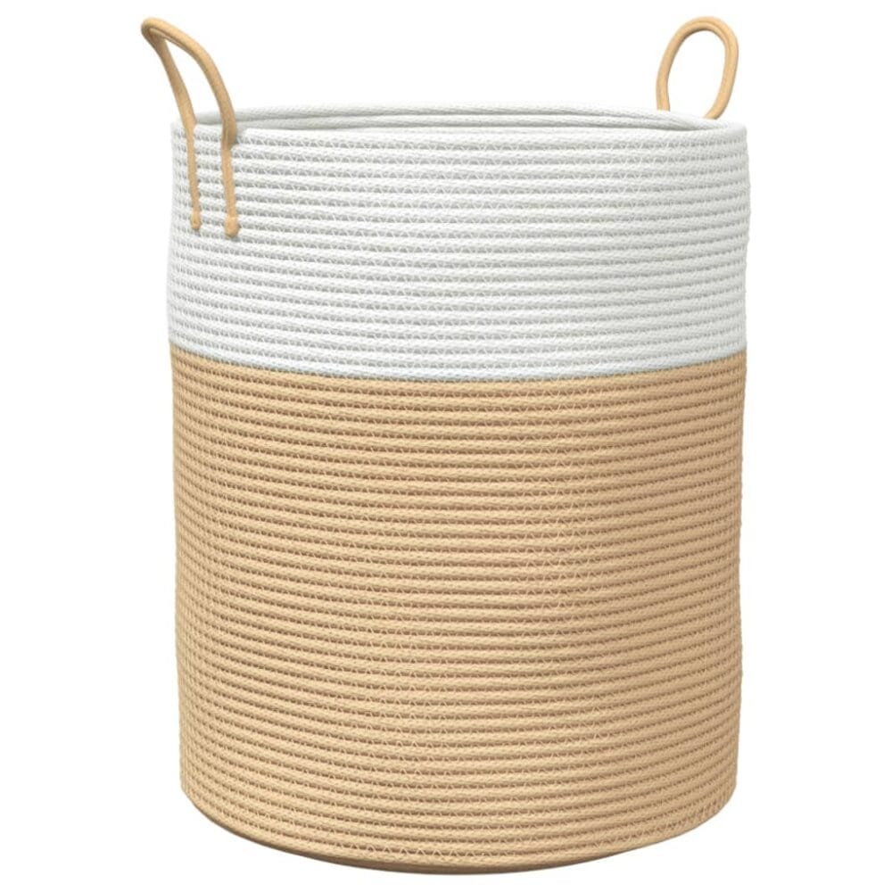 Opbergmand Ø 38x46 cm katoen bruin en wit