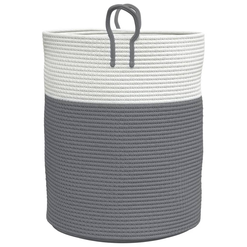 Opbergmand Ø 38x46 cm katoen grijs en wit