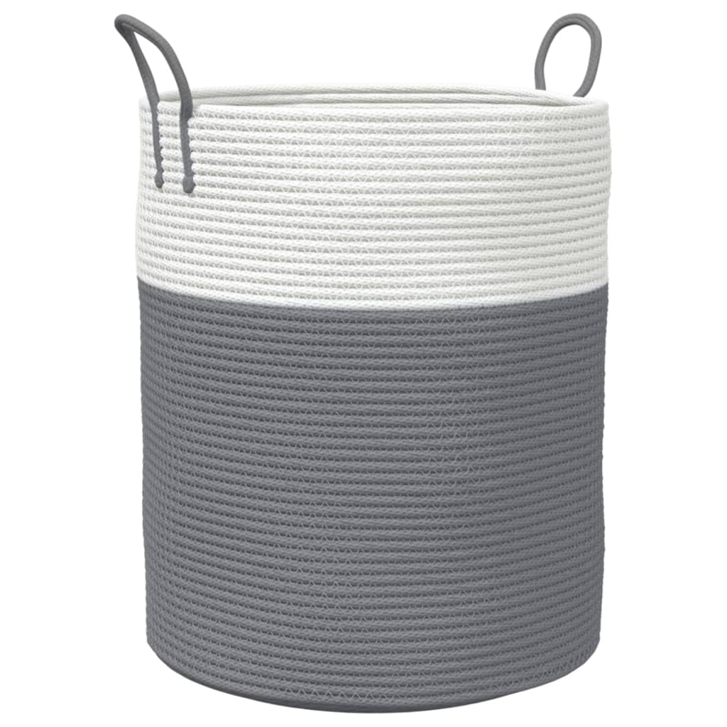 Opbergmand Ø 38x46 cm katoen grijs en wit