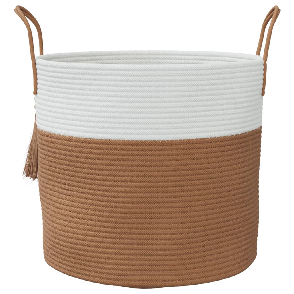 Opbergmand Ø 40x35 cm katoen bruin en wit