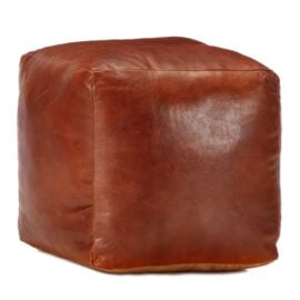 Poef 40x40x40 cm echt geitenleer tan
