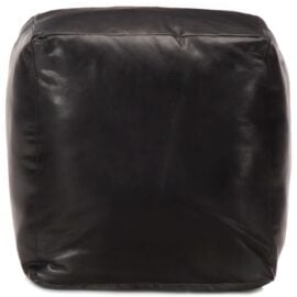 Poef 40x40x40 cm echt geitenleer zwart