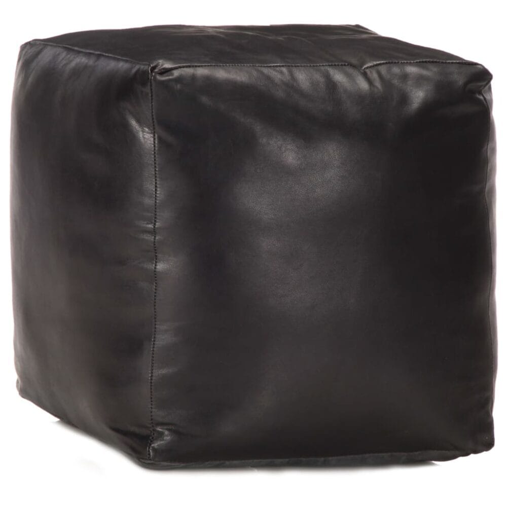 Poef 40x40x40 cm echt geitenleer zwart