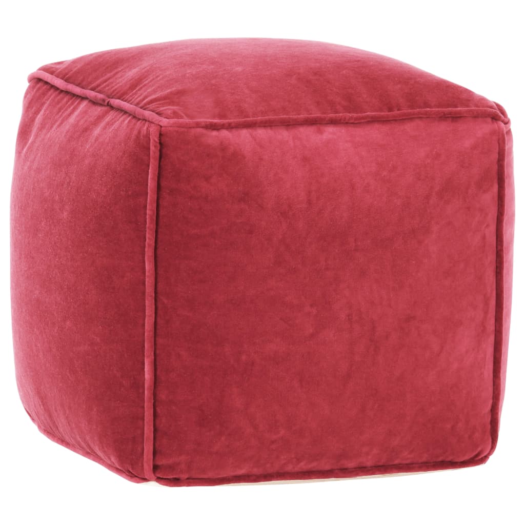Poef 40x40x40 cm katoenfluweel rood