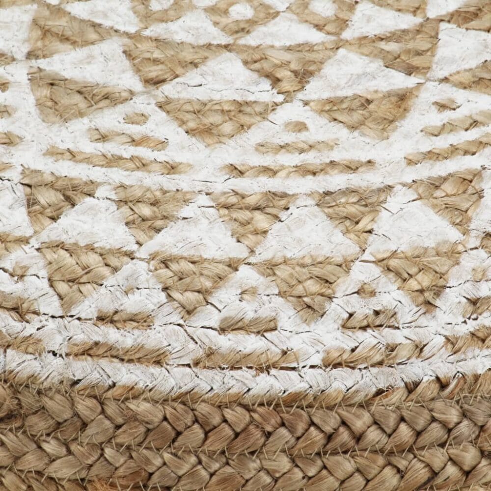 Poef handgemaakt 45x30 cm jute wit patroon