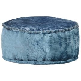 Poef rond 40x20 cm fluwveel blauw