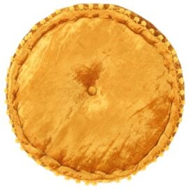 Poef rond 40x20 cm fluweel mosterdkleurig
