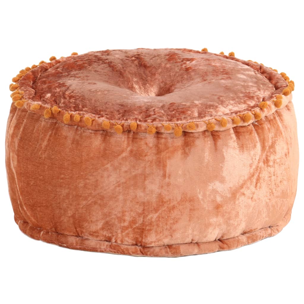 Poef rond 40x20 cm fluweel roestkleurig