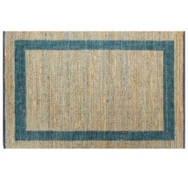 Blauw vloerkleed handgemaakt van jute 'Blue Square'