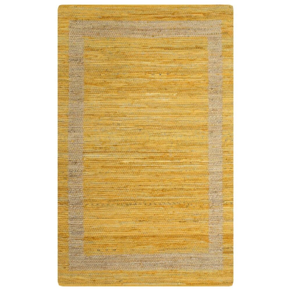 Geel Vloerkleed handgemaakt van jute 'Yellow Square'
