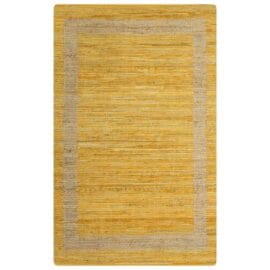 Geel Vloerkleed handgemaakt van jute 'Yellow Square'