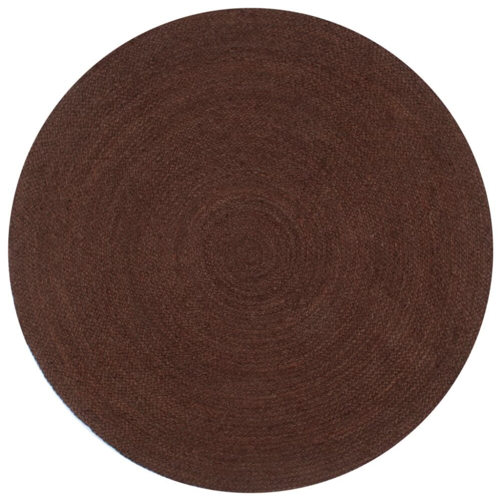 Handgemaakt bruin vloerkleed rond van jute 'Earth Soil'