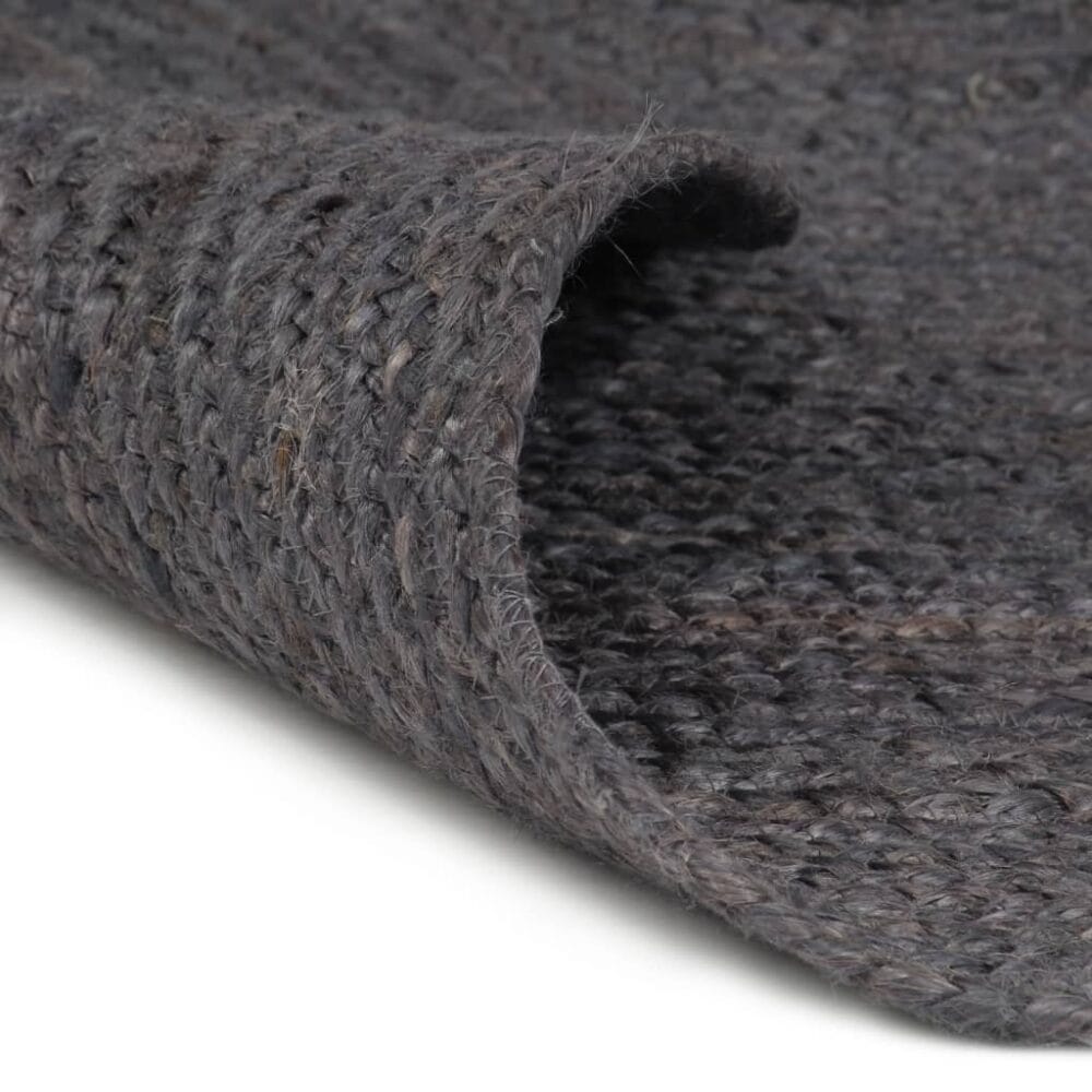 Vloerkleed rond handgemaakt van jute donkergrijs 'Earth Ash'