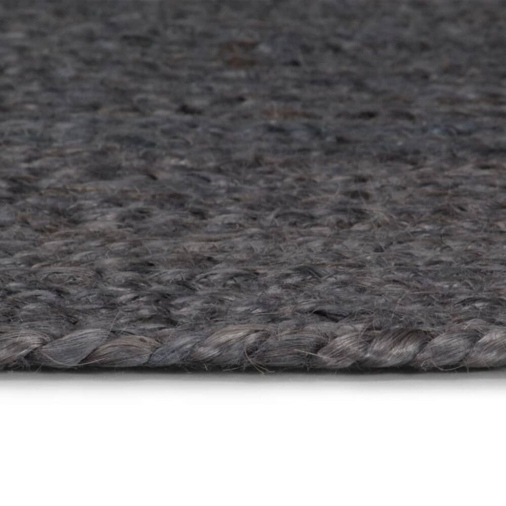 Vloerkleed rond handgemaakt van jute donkergrijs 'Earth Ash'