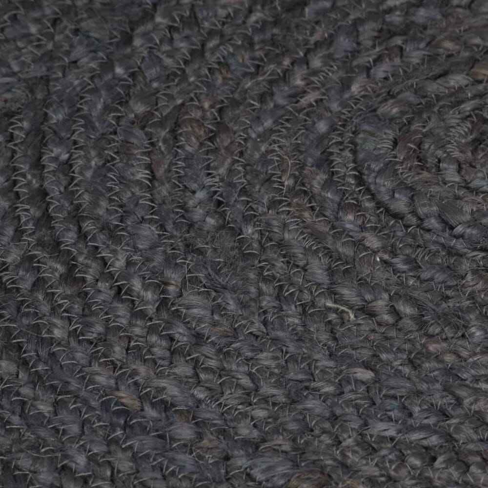 Vloerkleed rond handgemaakt van jute donkergrijs 'Earth Ash'