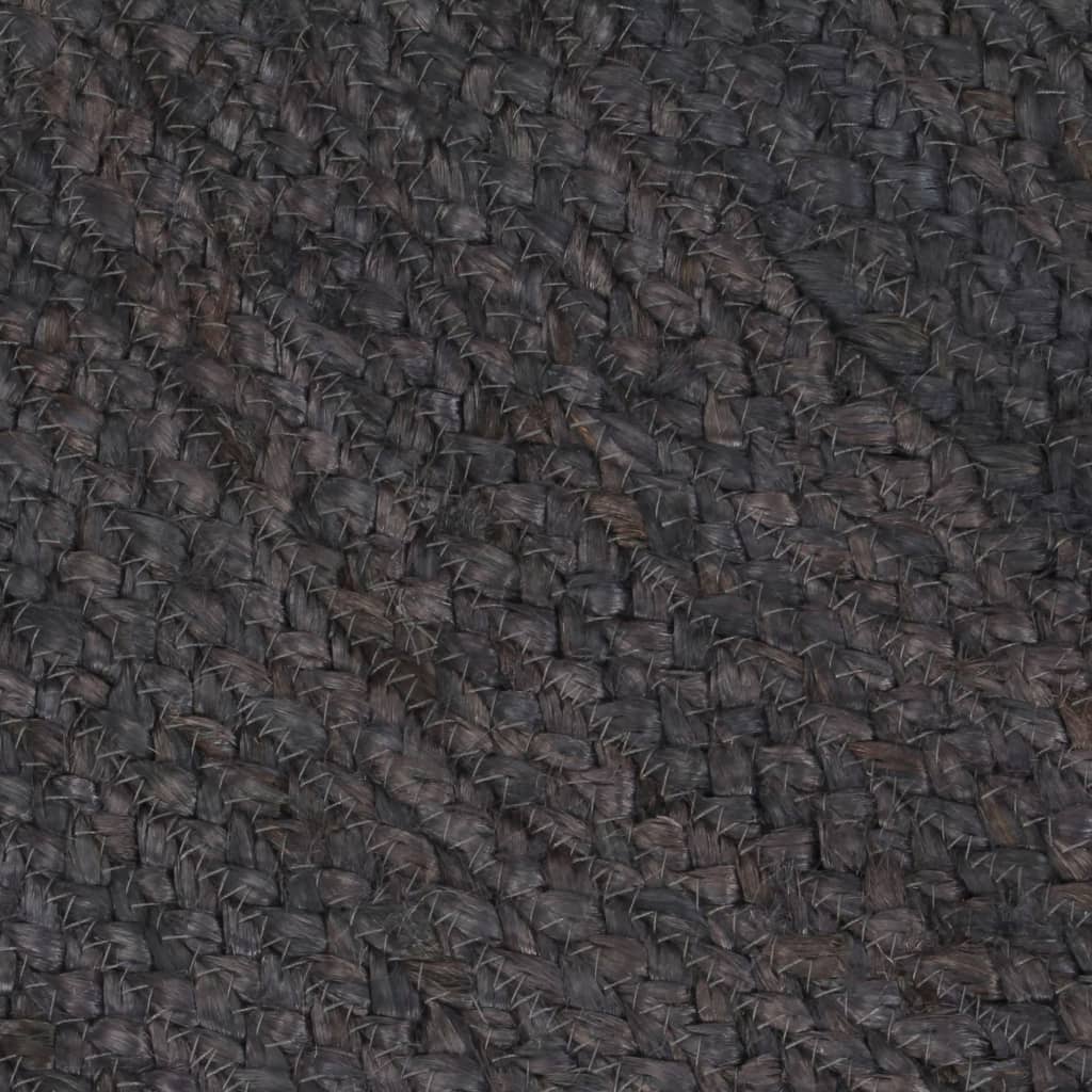 Vloerkleed rond handgemaakt van jute donkergrijs 'Earth Ash'