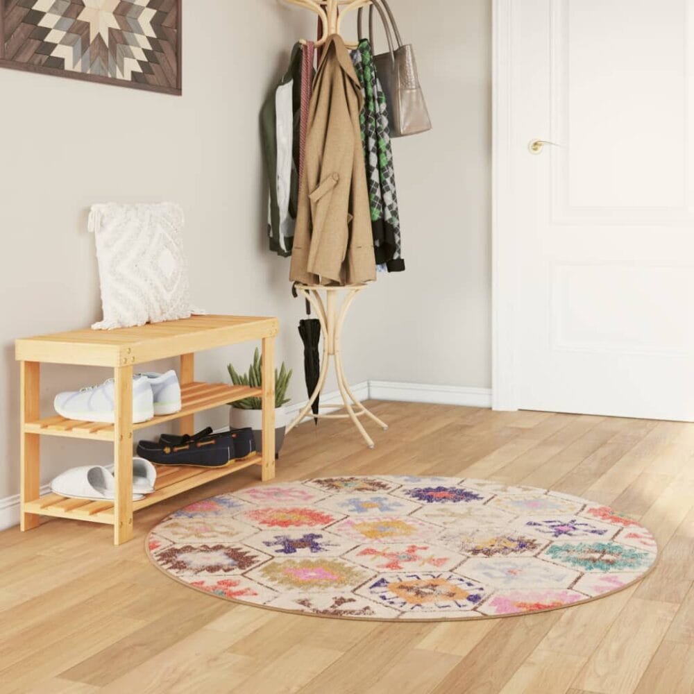 Vloerkleed wasbaar anti-slip Ø 120 cm meerkleurig